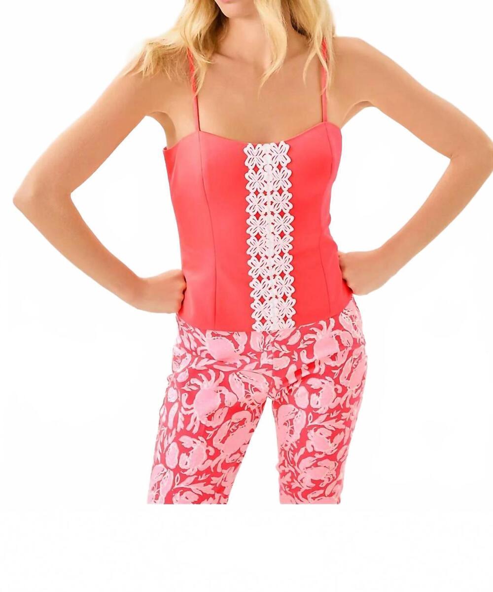 NEW LILLY PULITZER women's shelli stretch top in cane coral